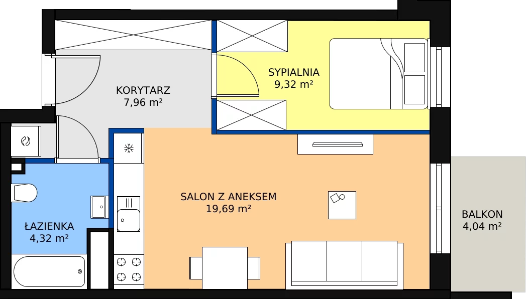 Zalety mieszkania 41.29 m², I-C35