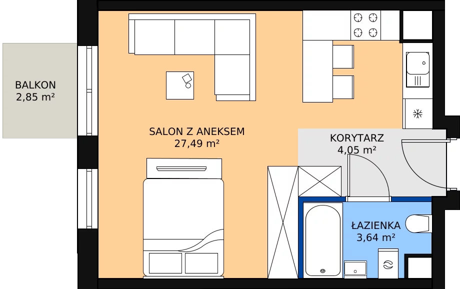 Zalety mieszkania 35.18 m², I-C39
