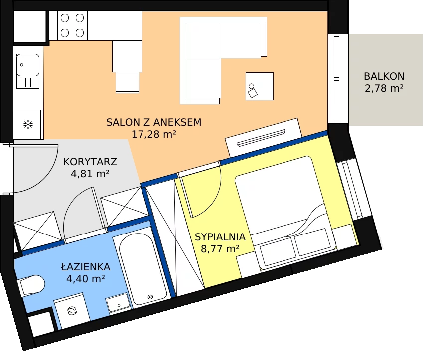 Zalety mieszkania 35.26 m², I-C50