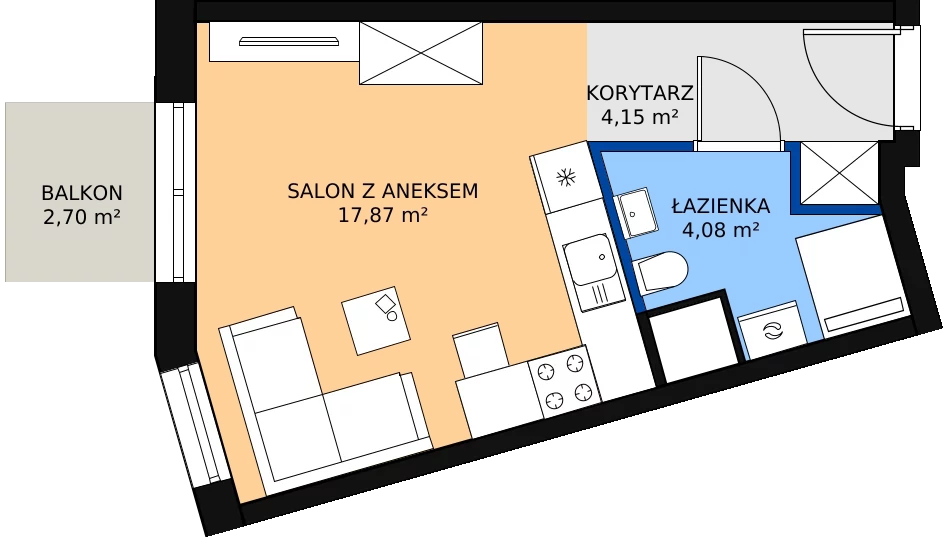 Zalety mieszkania 26.1 m², I-C53