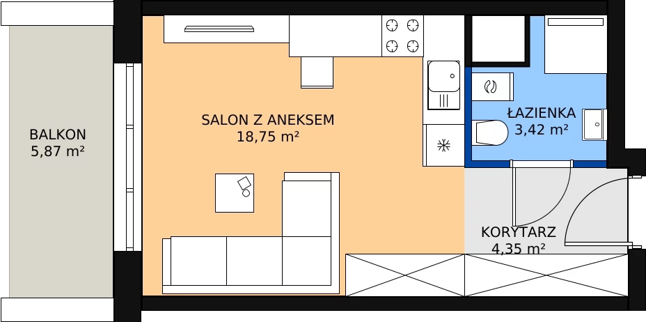 Zalety mieszkania 26.52 m², I-C54