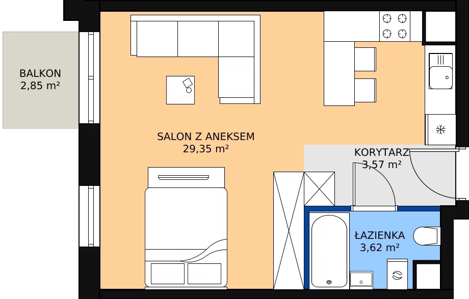 Zalety mieszkania 36.54 m², I-C56