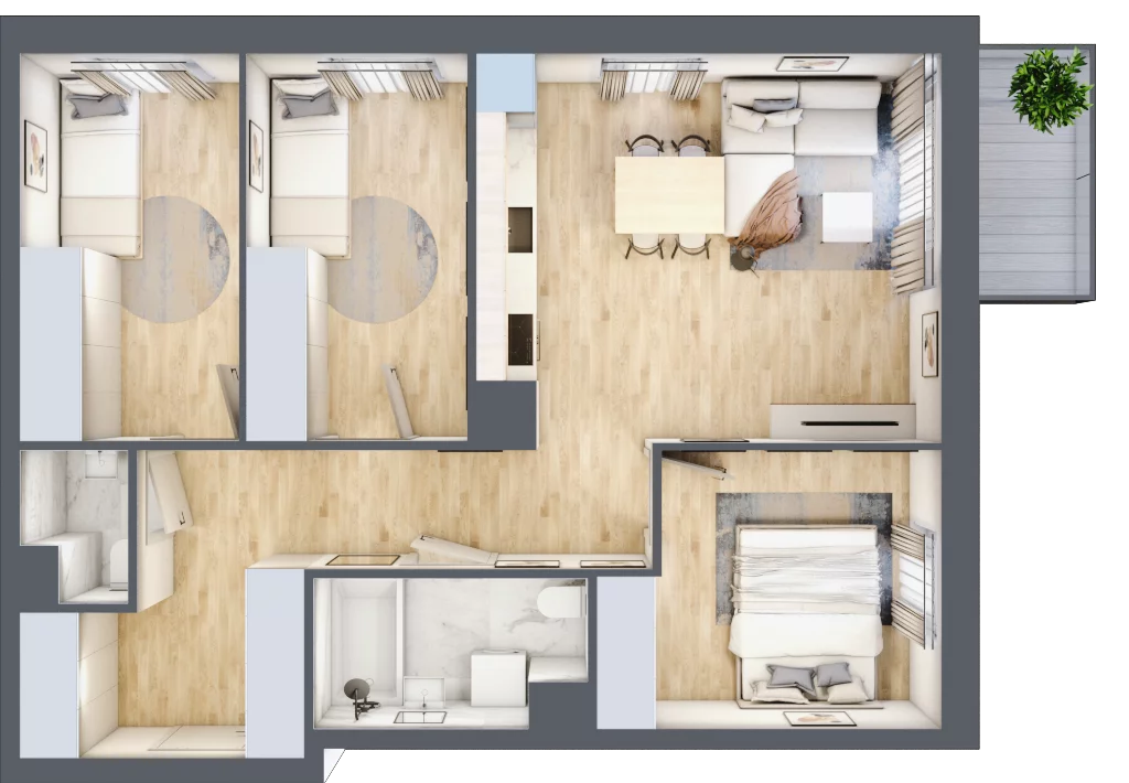 4 pokoje, mieszkanie 64,02 m², piętro 4, oferta nr I-C57, Industria II, Bydgoszcz, Bocianowo, ul. Rycerska 22