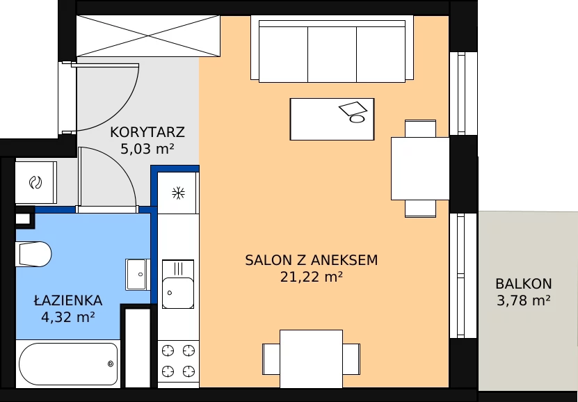 Zalety mieszkania 30.57 m², I-C67