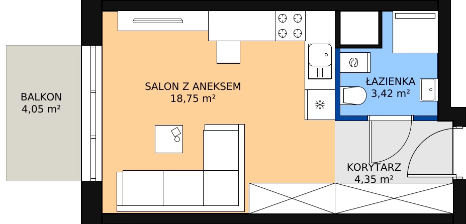 Zalety mieszkania 26.52 m², I-C70