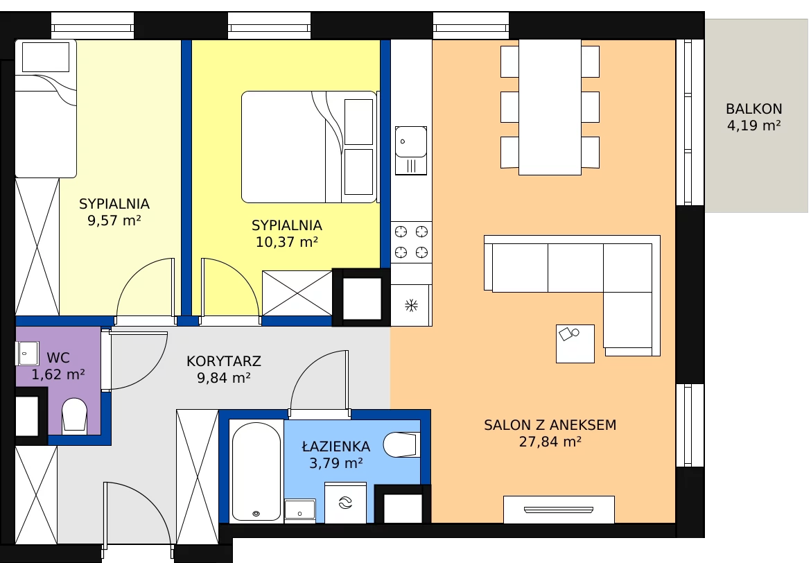 Zalety mieszkania 63.03 m², I-C73