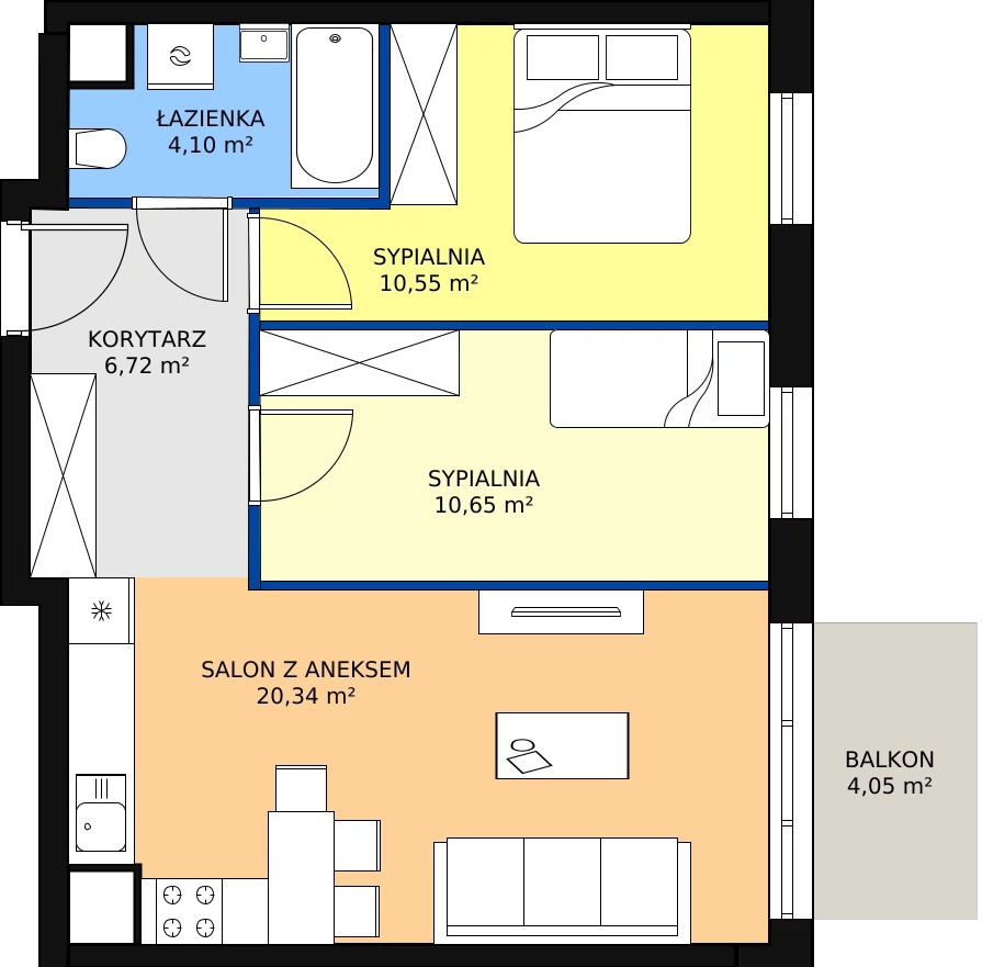 Zalety mieszkania 52.36 m², I-C74