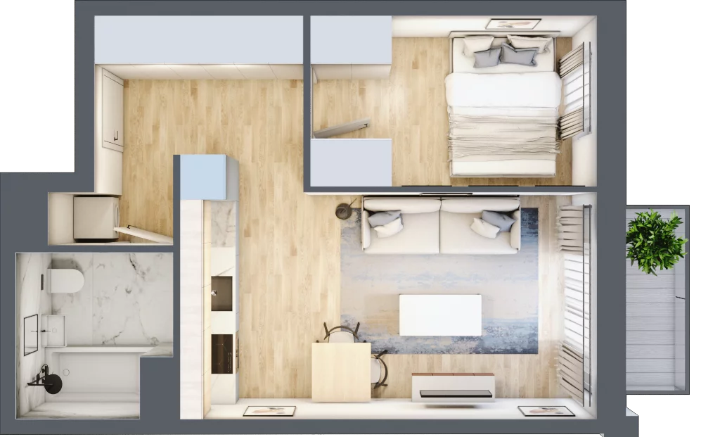 2 pokoje, mieszkanie 37,33 m², piętro 5, oferta nr I-C77, Industria II, Bydgoszcz, Bocianowo, ul. Rycerska 22