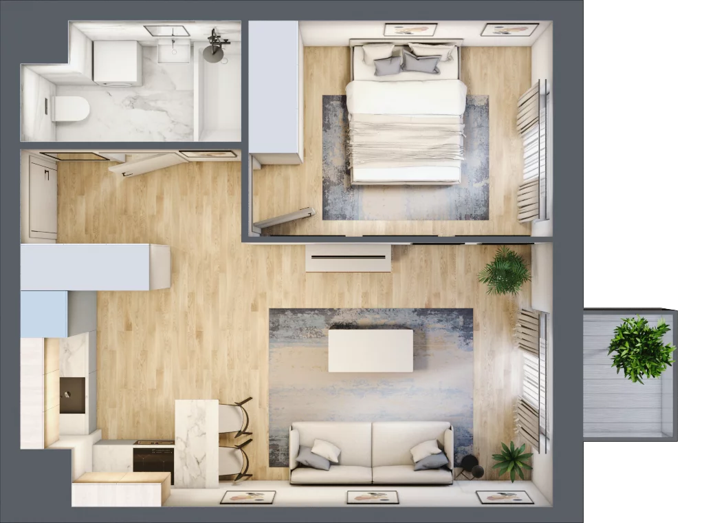 2 pokoje, mieszkanie 40,94 m², piętro 1, oferta nr I-B1, Industria II, Bydgoszcz, Bocianowo, ul. Rycerska 22