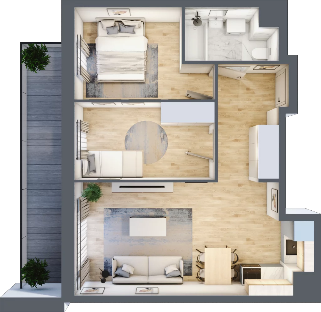 3 pokoje, mieszkanie 52,67 m², piętro 1, oferta nr I-B4, Industria II, Bydgoszcz, Bocianowo, ul. Rycerska 22
