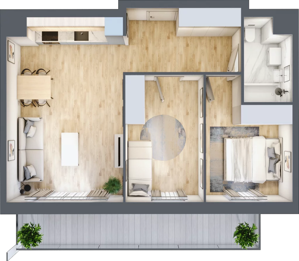 3 pokoje, mieszkanie 56,05 m², piętro 1, oferta nr I-B5, Industria II, Bydgoszcz, Bocianowo, ul. Rycerska 22
