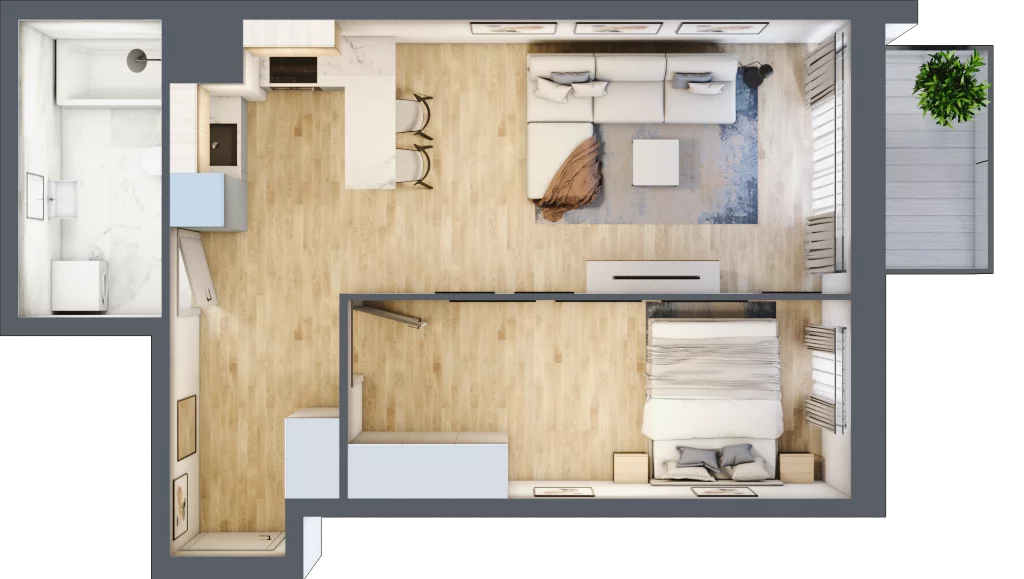 2 pokoje, mieszkanie 45,93 m², piętro 1, oferta nr I-B13, Industria II, Bydgoszcz, Bocianowo, ul. Rycerska 22