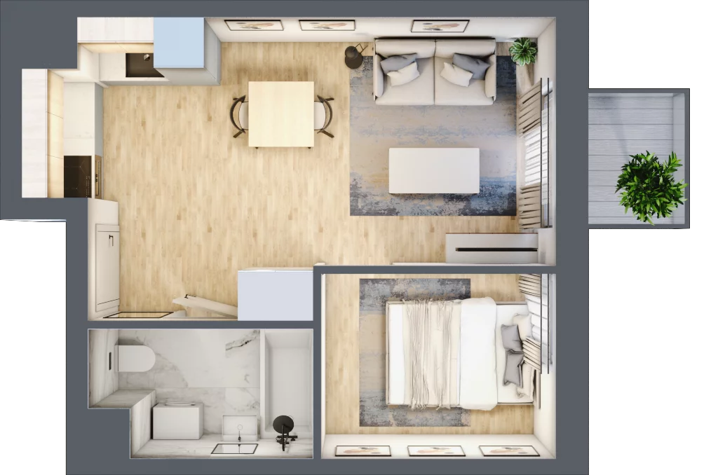 2 pokoje, mieszkanie 29,80 m², piętro 1, oferta nr I-B16, Industria II, Bydgoszcz, Bocianowo, ul. Rycerska 22