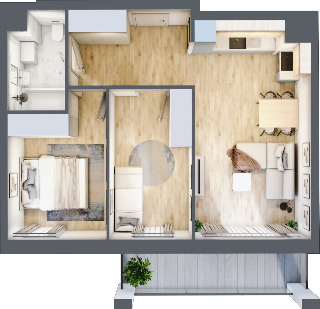 3 pokoje, mieszkanie 50,58 m², piętro 2, oferta nr I-B22, Industria II, Bydgoszcz, Bocianowo, ul. Rycerska 22