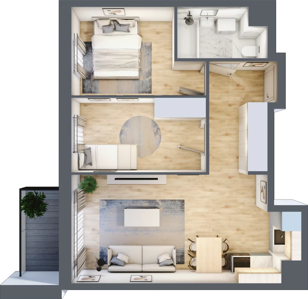 3 pokoje, mieszkanie 52,65 m², piętro 3, oferta nr I-B36, Industria II, Bydgoszcz, Bocianowo, ul. Rycerska 22