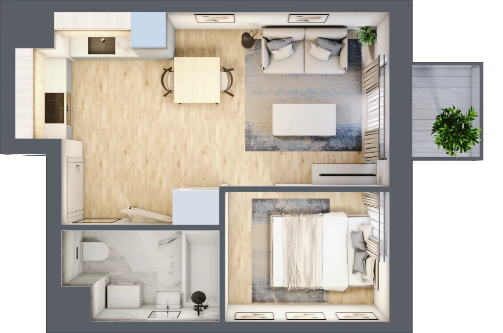 1 pokój, mieszkanie 29,81 m², piętro 3, oferta nr I-B48, Industria II, Bydgoszcz, Bocianowo, ul. Rycerska 22