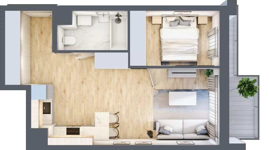 2 pokoje, mieszkanie 42,22 m², piętro 4, oferta nr I-B51, Industria II, Bydgoszcz, Bocianowo, ul. Rycerska 22