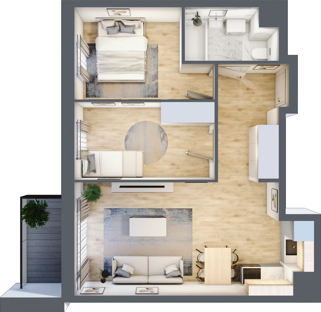 3 pokoje, mieszkanie 52,65 m², piętro 4, oferta nr I-B52, Industria II, Bydgoszcz, Bocianowo, ul. Rycerska 22