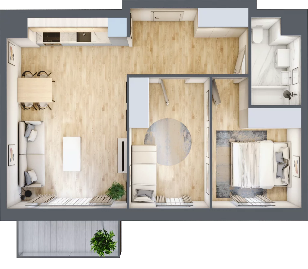 3 pokoje, mieszkanie 56,02 m², piętro 4, oferta nr I-B53, Industria II, Bydgoszcz, Bocianowo, ul. Rycerska 22