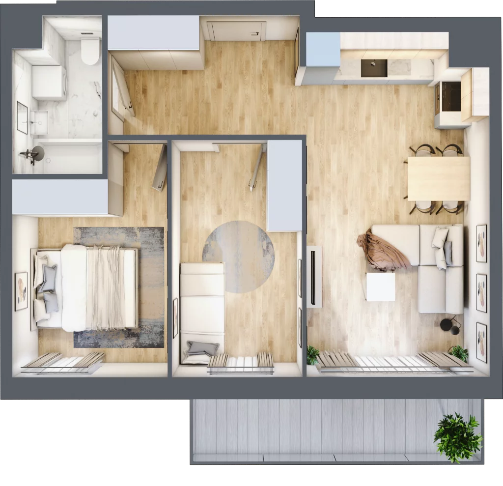 3 pokoje, mieszkanie 50,57 m², piętro 4, oferta nr I-B54, Industria II, Bydgoszcz, Bocianowo, ul. Rycerska 22