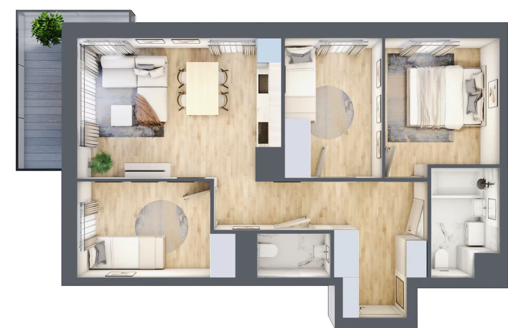 3 pokoje, mieszkanie 60,06 m², piętro 4, oferta nr I-B55, Industria II, Bydgoszcz, Bocianowo, ul. Rycerska 22