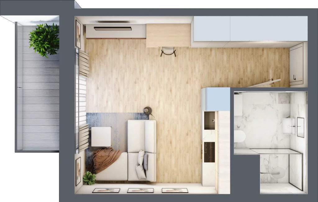 1 pokój, mieszkanie 25,79 m², piętro 4, oferta nr I-B56, Industria II, Bydgoszcz, Bocianowo, ul. Rycerska 22