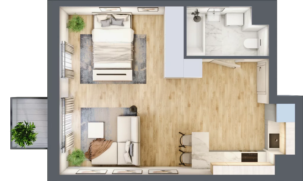 1 pokój, mieszkanie 38,27 m², piętro 4, oferta nr I-B58, Industria II, Bydgoszcz, Bocianowo, ul. Rycerska 22