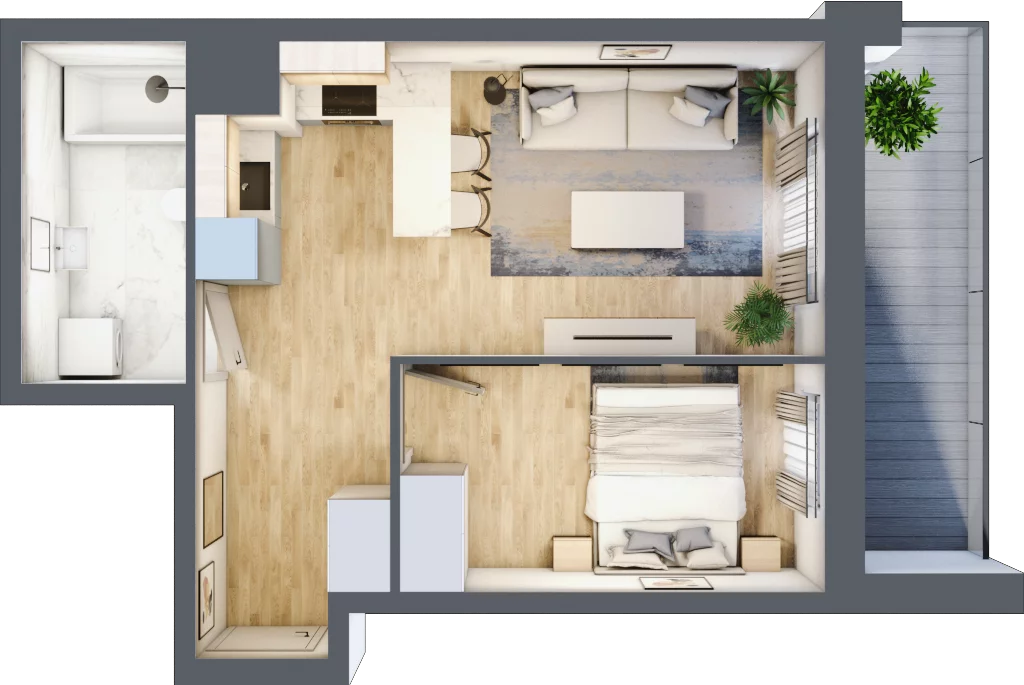 2 pokoje, mieszkanie 37,96 m², piętro 4, oferta nr I-B61, Industria II, Bydgoszcz, Bocianowo, ul. Rycerska 22