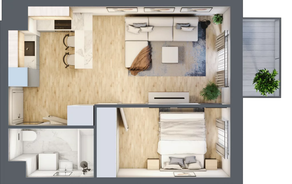 2 pokoje, mieszkanie 35,97 m², piętro 4, oferta nr I-B62, Industria II, Bydgoszcz, Bocianowo, ul. Rycerska 22
