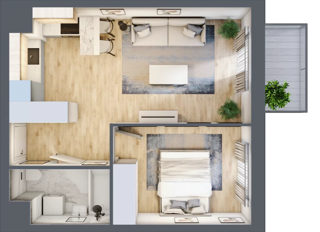 2 pokoje, mieszkanie 40,20 m², piętro 5, oferta nr I-B66, Industria II, Bydgoszcz, Bocianowo, ul. Rycerska 22