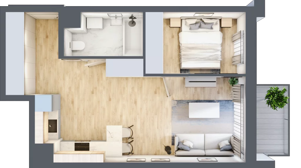 2 pokoje, mieszkanie 42,22 m², piętro 5, oferta nr I-B67, Industria II, Bydgoszcz, Bocianowo, ul. Rycerska 22
