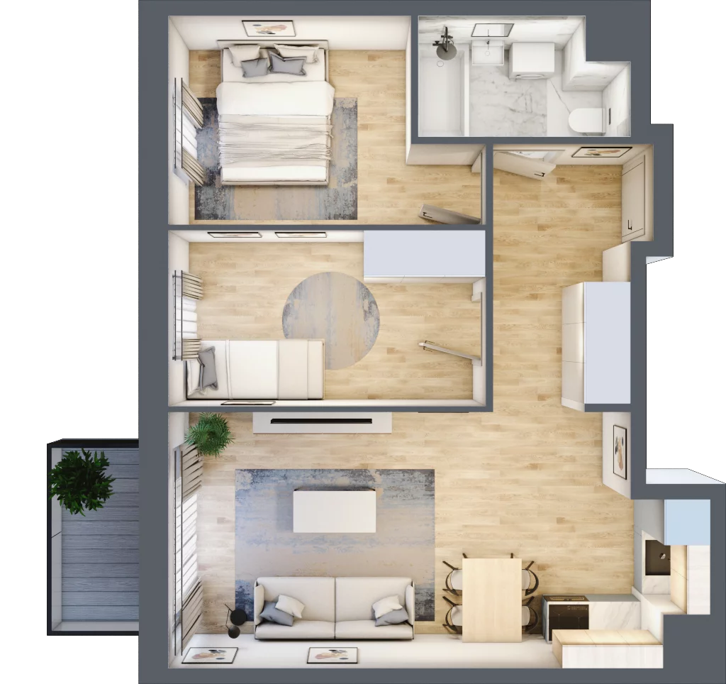 3 pokoje, mieszkanie 52,65 m², piętro 5, oferta nr I-B68, Industria II, Bydgoszcz, Bocianowo, ul. Rycerska 22