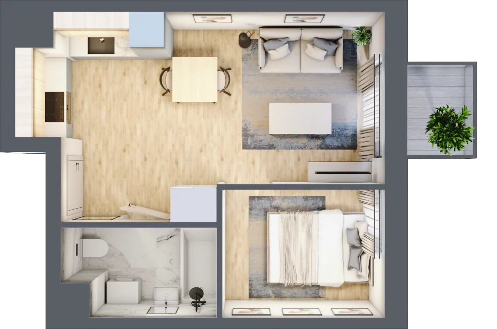 1 pokój, mieszkanie 29,81 m², piętro 5, oferta nr I-B80, Industria II, Bydgoszcz, Bocianowo, ul. Rycerska 22