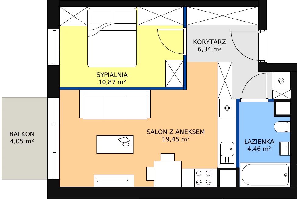 Zalety mieszkania 41.12 m², I-D24