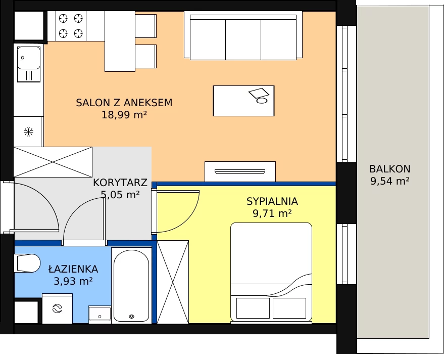 Zalety mieszkania 37.97 m², I-D58