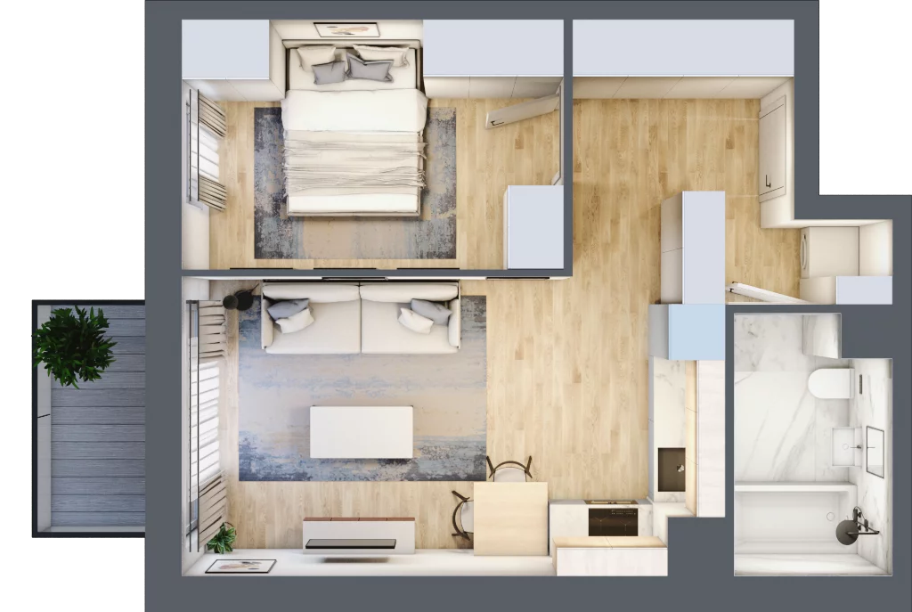 2 pokoje, mieszkanie 41,12 m², piętro 4, oferta nr I-D60, Industria II, Bydgoszcz, Bocianowo, ul. Rycerska 22