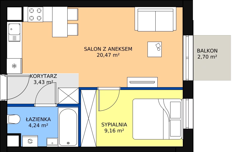 Zalety mieszkania 37.3 m², I-D73