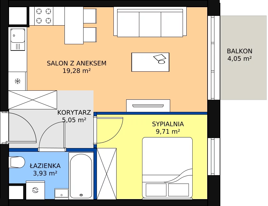 Zalety mieszkania 37.97 m², I-D76
