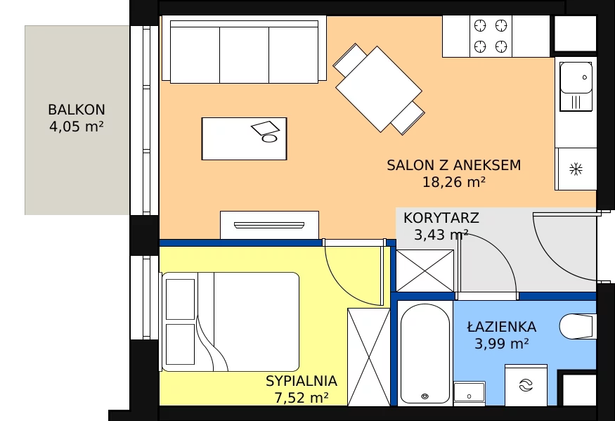 Zalety mieszkania 33.2 m², I-D81