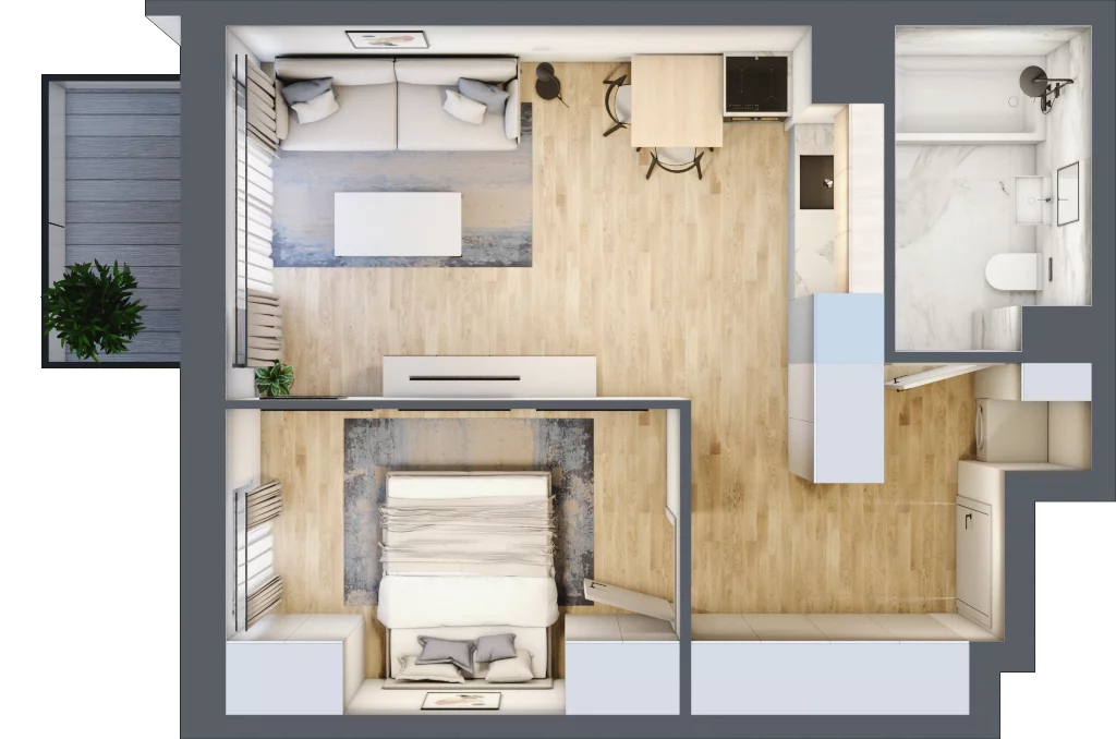 2 pokoje, mieszkanie 40,59 m², piętro 5, oferta nr I-D85, Industria II, Bydgoszcz, Bocianowo, ul. Rycerska 22