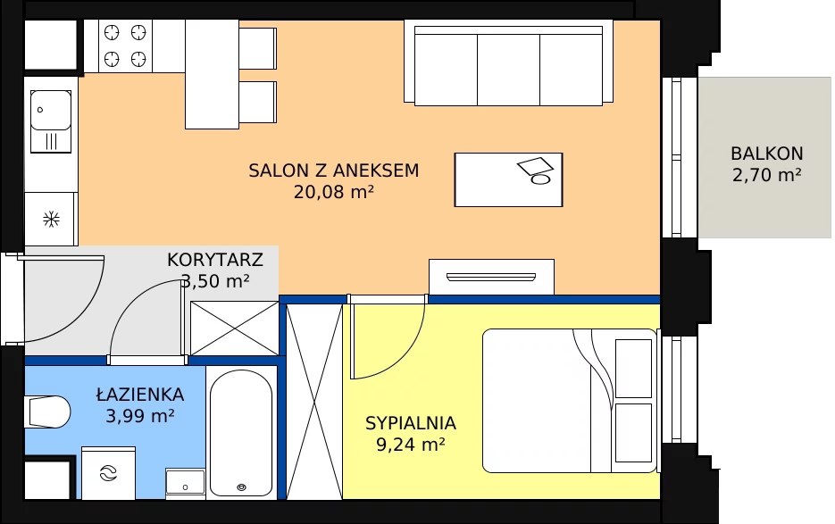 Zalety mieszkania 36.81 m², I-D89