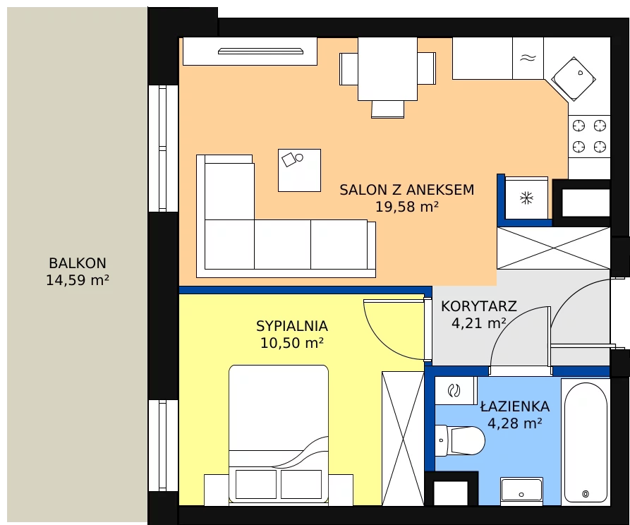 Zalety mieszkania 38.57 m², 3