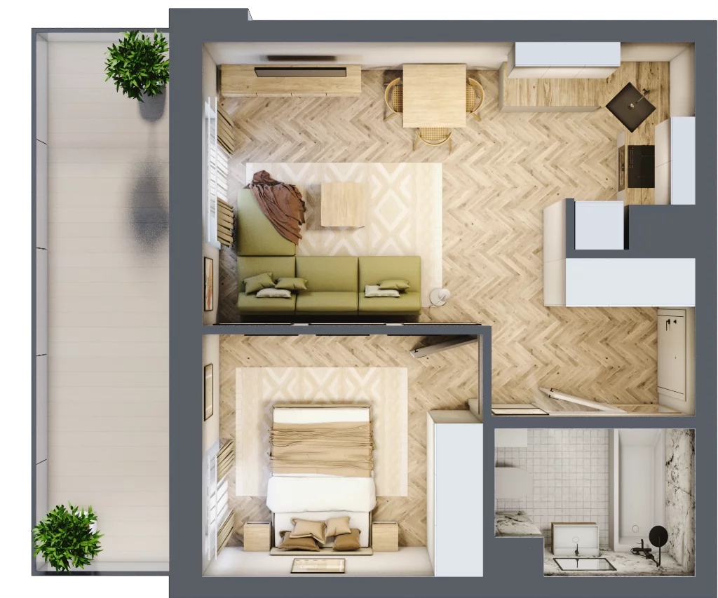 2 pokoje, mieszkanie 38,57 m², piętro 1, oferta nr 3, Balantia, Niemcz, ul. Elizy Orzeszkowej 37