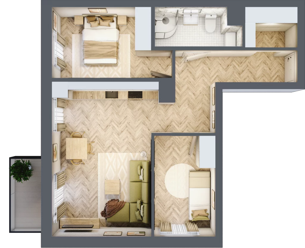 3 pokoje, mieszkanie 58,66 m², piętro 1, oferta nr 4, Balantia, Niemcz, ul. Elizy Orzeszkowej 37