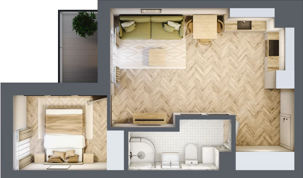 2 pokoje, mieszkanie 38,33 m², piętro 1, oferta nr 5, Balantia, Niemcz, ul. Elizy Orzeszkowej 37