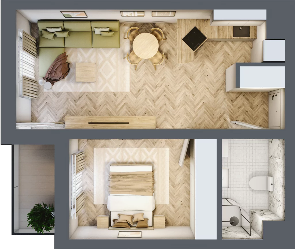 2 pokoje, mieszkanie 41,27 m², piętro 1, oferta nr 6, Balantia, Niemcz, ul. Elizy Orzeszkowej 37