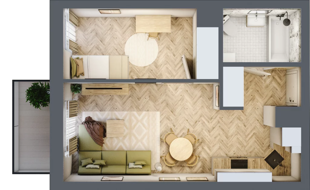 2 pokoje, mieszkanie 39,46 m², piętro 1, oferta nr 7, Balantia, Niemcz, ul. Elizy Orzeszkowej 37
