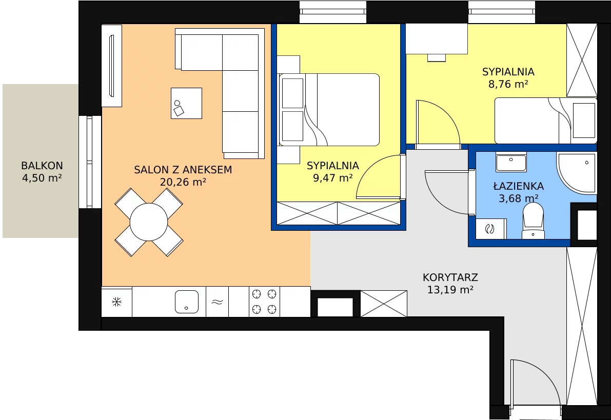 Zalety mieszkania 55.36 m², 8