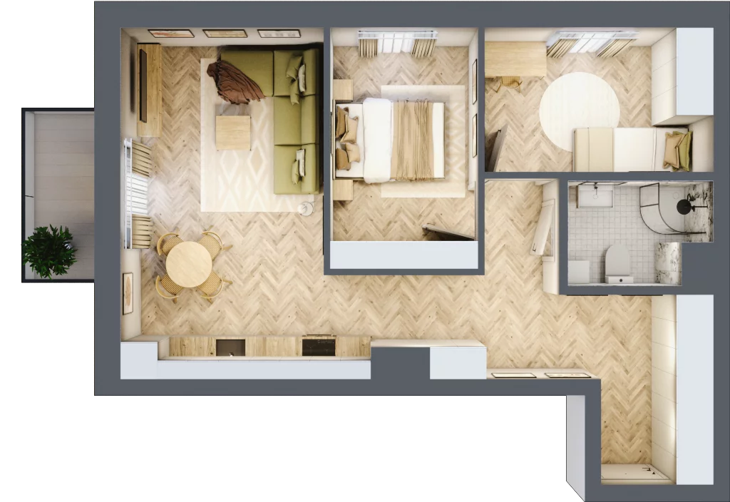 3 pokoje, mieszkanie 55,36 m², piętro 1, oferta nr 8, Balantia, Niemcz, ul. Elizy Orzeszkowej 37