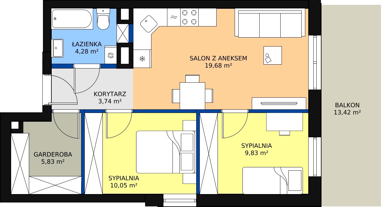 Zalety mieszkania 53.41 m², 10